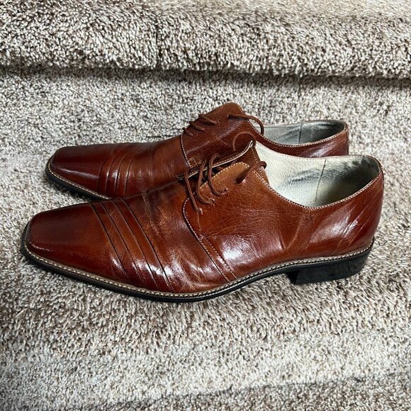 Stacy Adams Men\'s Dark Tan Leather Dress Shoes